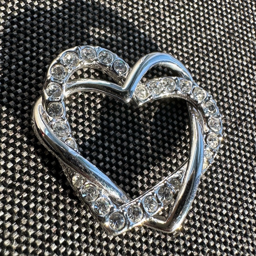 Silver tone double Heart shape shiny Pendant - Elegant Women's Jewelry